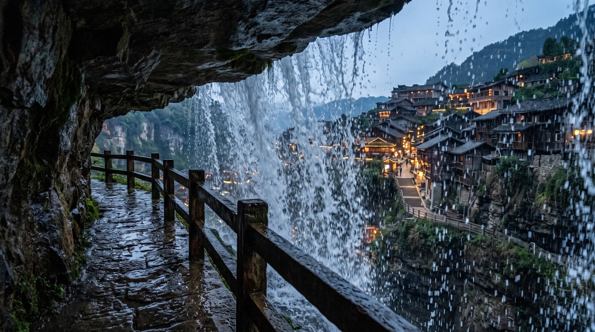 Furong: L'Antico Borgo Sospeso sopra una Cascata Spettacolare