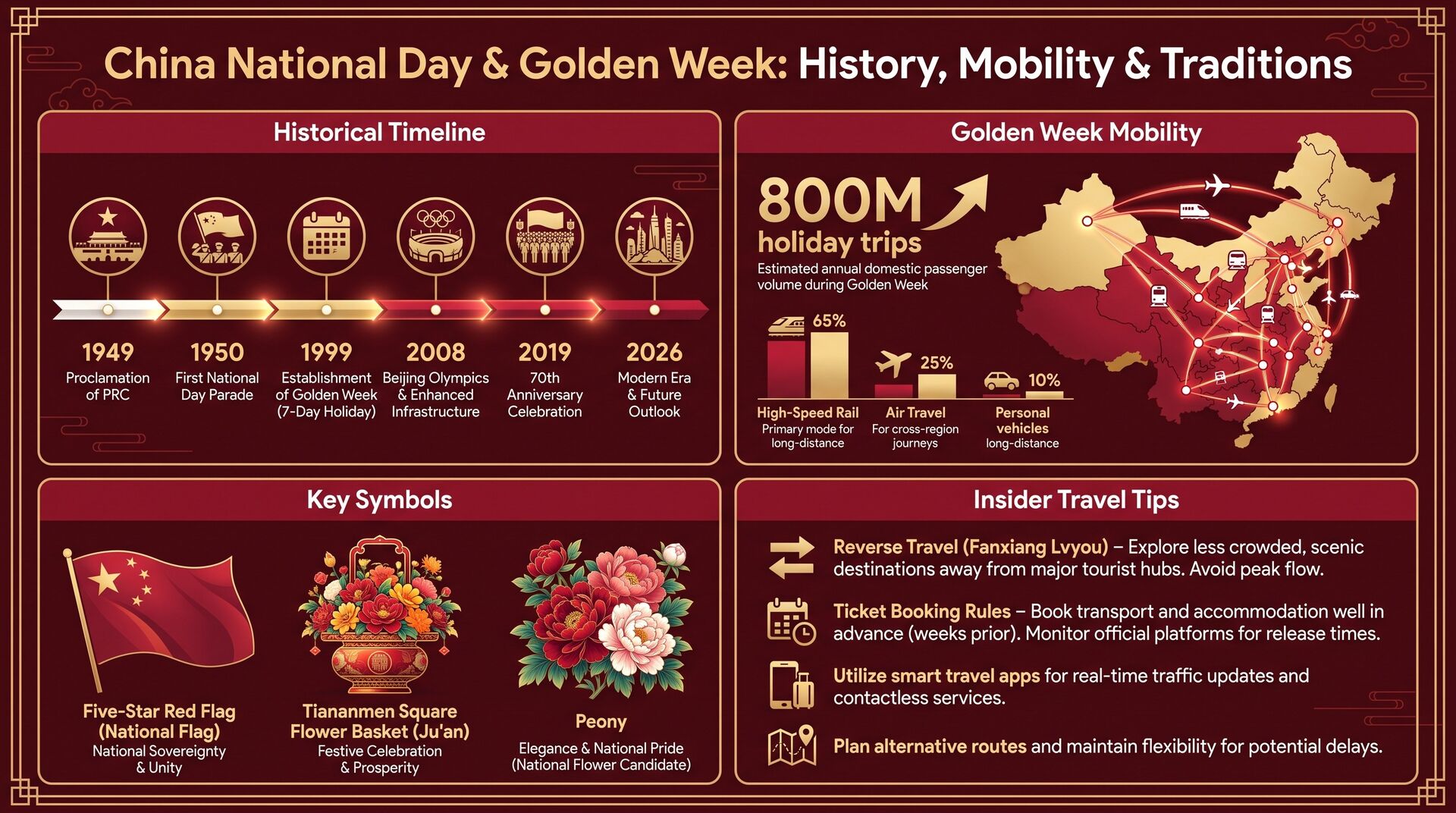 Infografica: 1° Ottobre, la Festa Nazionale Cinese: Storia, Significato, Golden Week e la Guida dell'Insider