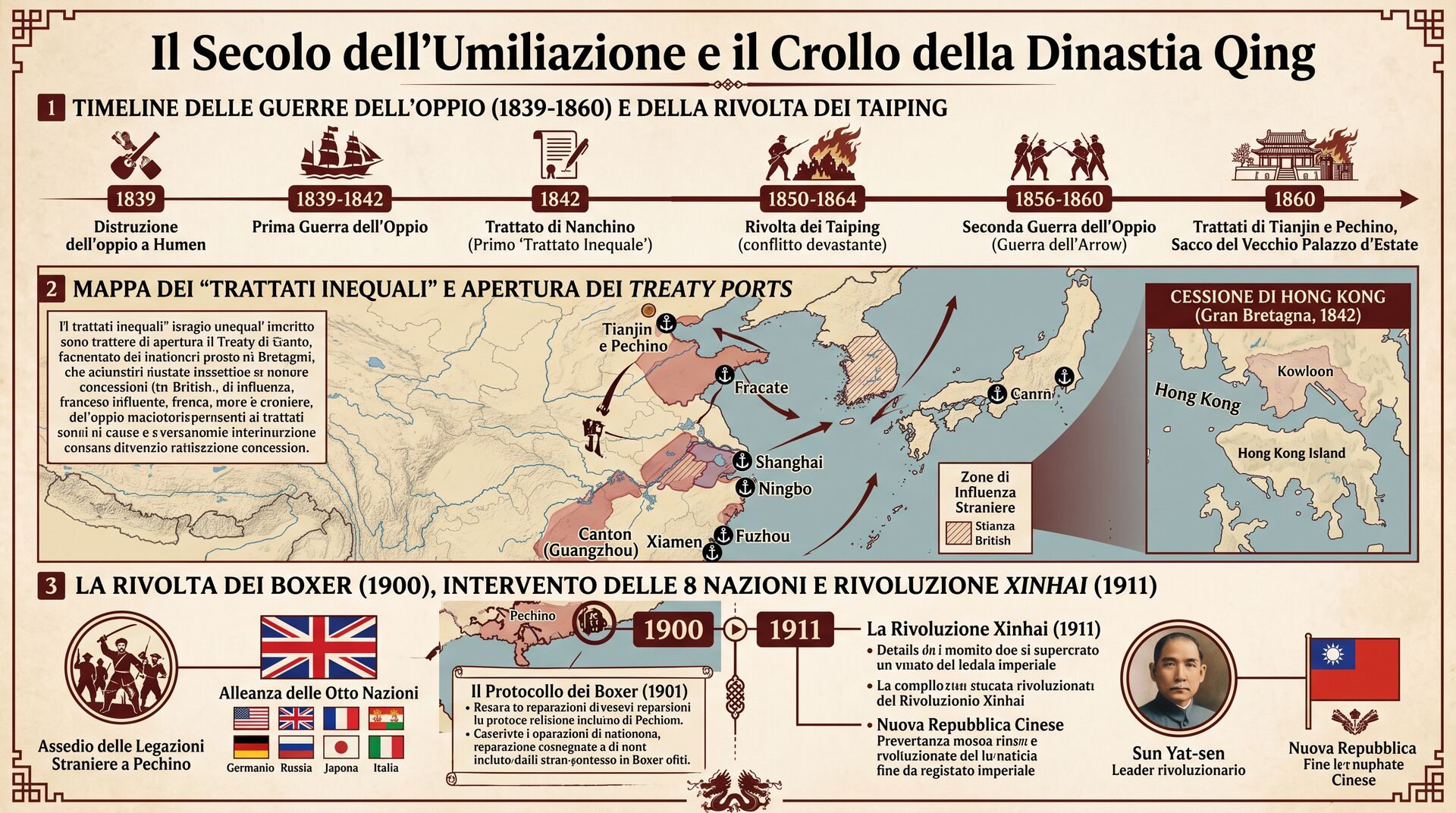 Infografica: Guerre dell'Oppio, la Rivolta dei Taiping e la Caduta dei Qing: Il Secolo dell'Umiliazione